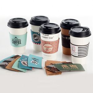 ปลอกหุ้มแก้วกาแฟกระดาษพิมพ์โลโก้พร้อมหูจับ ปลอกหุ้มแก้วพลาสติกพร้อมที่จับสำหรับไวน์และเครื่องดื่มอัดลม - Product Image 1