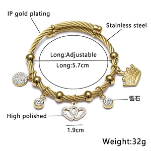 <span class=keywords><strong>Bracelet</strong></span> spirale avec pendentif œil porte-bonheur, acier inoxydable plaqué or, bijou mode femme - Product Image 6