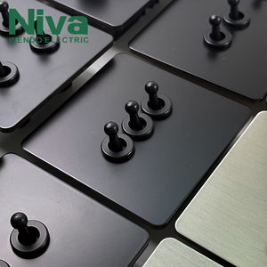 Interrupteurs muraux personnalisés Niva NV2 Luxury Home, norme britannique, 3 gangs, 2 voies, panneau en acier inoxydable, prise électrique, style rétro - Product Image 2