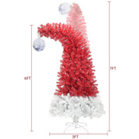 Albero di Natale Artificiale da 180 cm con Luci LED, Albero Natalizio Artificiale a Forma di Cappello di Babbo Natale con 1050 Punte, Albero di Natale Curvo