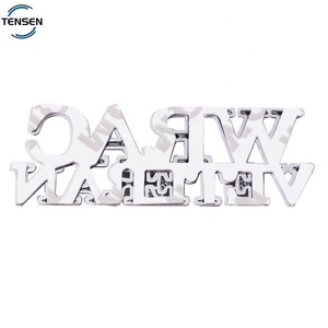 Benutzer definierte Zink legierung Kleidung Metall Buchstaben Logo Private Aufkleber Etikett für Kleidungs stücke und Autos mit Chrom Galvanik Hersteller - Product Image 3