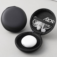 Housse en cuir PU noir EVA pour chargeur d'écouteurs stockage de câble de données étui de protection à glissière-petit étui portable à usage spécial