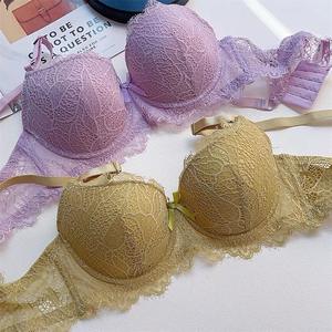 Conjunto <span class=keywords><strong>de</strong></span> sujetador sexy gótico con espalda cruzada, talla grande, encaje dulce, Pure Desire, copa 3/4, 100 kg, <span class=keywords><strong>ropa</strong></span> <span class=keywords><strong>interior</strong></span> push-up <span class=keywords><strong>para</strong></span> chicas <span class=keywords><strong>gorditas</strong></span>, delgada - Product Image 2