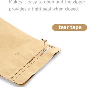 Sac à café en papier kraft imprimé sur mesure de haute qualité, écologique, à fond plat, avec valve et fermeture éclair - Product Image 2