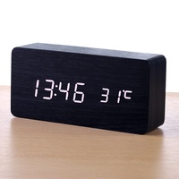 Jam Alarm Mekanik Kayu Kreatif dengan Layar LED Digital Bercahaya, Termometer, Kalender, Penunjuk Suhu, dan Fitur Senyap untuk Meja Samping Tempat Tidur