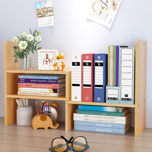 Estantería de madera MDF para libros, organizador de almacenamiento de escritorio de combinación 2 en 1, ajustable - Product Image 1