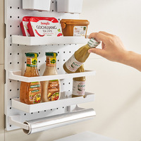 Système d'organisation mural sans perçage pour panneau perforé, étagère de rangement modulaire en plastique pour cuisine, porte d'armoire et réfrigérateur