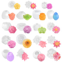 Moule en silicone INTODIY pour bougies d'aromathérapie 3D multiples en forme de fleurs, pétales de rose, parfum diffusé, gypse, savon fait main