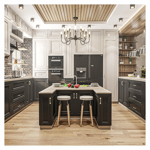 Luxury Solid Wood <strong>Dark</strong> Grey Color Shaker Style Door Modern Design One Wall Shape Custom Kitchen Island Cabinets - Product Image 2
