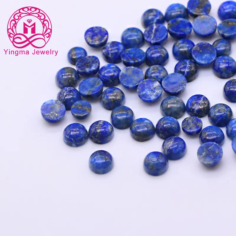 Natuurlijke Edelsteen Cabochon 6Mm Ronde Roze Schelp Mos Agaat Zwarte Onyx Lapis Lazuli Steen