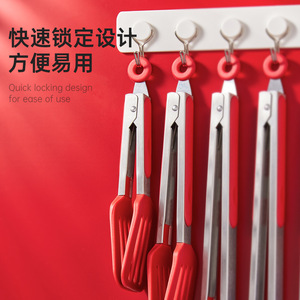 Yangjiang Fengrun Food Clips Stainless Steel <b>Silicone</b> Red Heat Resistance Korean Style BBQ <b>Tools</b> - Product Image 1