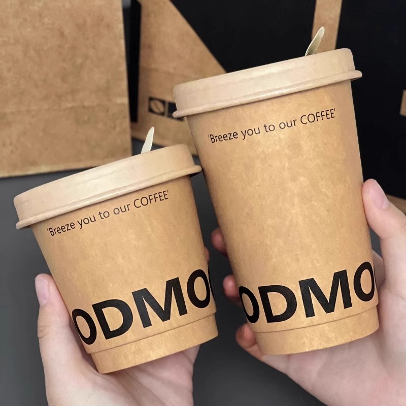 Eco-Friendly DOUBLE WALL Craft Paper Cup for Takeout Custom Logo Low-Cost Food Packaging