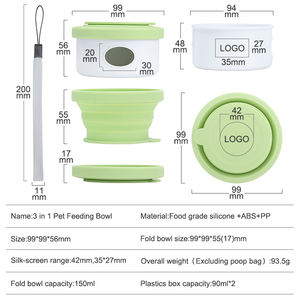 Extérieur 3 en 1 Silicone Pet Bowl Merde Sac Distributeur Accessoires Boire Manger Mangeoire Tasse Chien Bouteille D'eau Avec Conteneur De Nourriture - Product Image 6