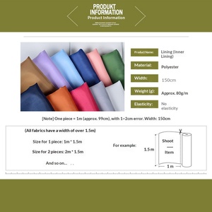 Tela de forro de tafetán de poliéster sólido, tela interior suave para traje, abrigo de lana, cortavientos, costura a mano, fabricación de prendas de vestir - Product Image 2