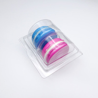 Boîte à biscuits Macaron 2 trous en plastique Blister Boîte d'emballage à clapet en plastique PET transparent pour dessert
