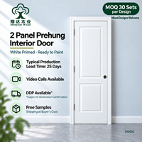 Portes intérieures en bois pré-montées traditionnelles avec revêtements en MDF moulé à 2 panneaux, âme en nid d'abeille, apprêt blanc, pour la décoration d'appartements
