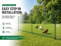 Filet électrique pour volailles de 120 cm x 50 m, 11 lignes, clôture pour poulets avec 14 poteaux à double pointe pour la protection des élevages