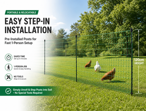 <span class=keywords><strong>Filet</strong></span> <span class=keywords><strong>électrique</strong></span> pour volailles de 120 cm x 50 m, 11 lignes, clôture pour poulets avec 14 poteaux à double pointe pour la protection des élevages - Product Image 5