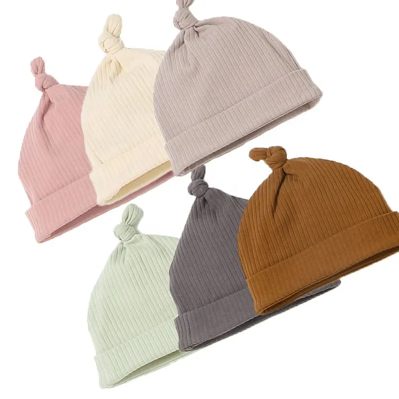 95% Organic Cotton 5% Spandex Elastic 4x2 Ribbed Baby Hat