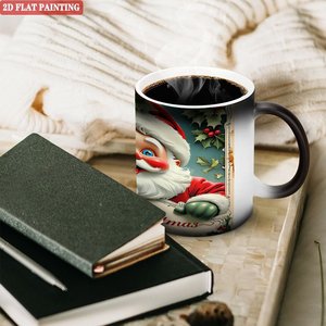 Taza Mágica Negra Esmerilada de 11 oz, Taza de Cerámica que Cambia de Color con el Calor, Diseño Navideño de Santa Claus - Product Image 3