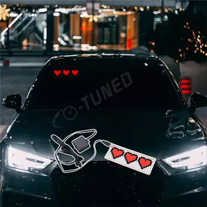 Автомобильные светодиодные знаки в форме сердца, приглушаемая подсветка, наклейка на окна JDM, светящаяся панель в форме сердца