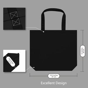 Eco-friendly Durable Large Capacity <b>Black</b> <b>Canvas</b> Shoulder <b>Bag</b> Custom Printed Logo Foldable Two Handles Open Closure <b>Canvas</b> - Product Image 4
