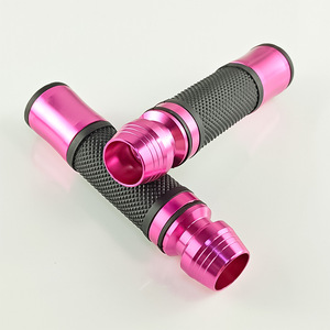 Poignées de guidon de moto Qiangye en aluminium rose avec poignée en caoutchouc noir, ajustement universel pour Yamaha Suzuki, pièces de modification - Product Image 3