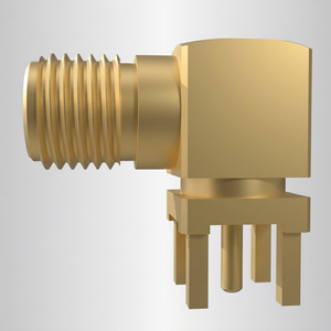 SMA‑J‑P‑H‑RA‑TH1 ขั้วต่อโคแอกเซียล SMA RF แบบมุมฉาก 50 โอห์ม แบบยึดติด PCB แบบ Through Hole ชิ้นส่วนอิเล็กทรอนิกส์ความถี่สูง - Product Image 1