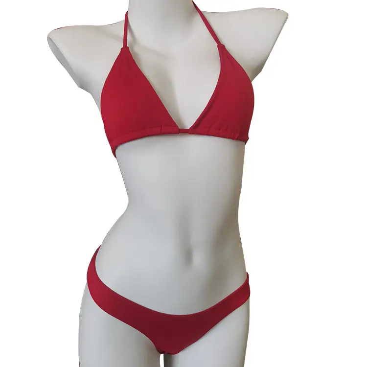 Custom Made Beachwear Manufacturer High Quality Zigzag Low Rise Girl Bathing Suits Triangle Red Swimming Bikini Bottom