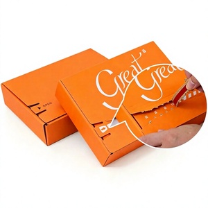 Boîte d'expédition en carton ondulé avec fermeture éclair et logo personnalisé, bande déchirable, auto-adhésive, sans colle - Product Image 1