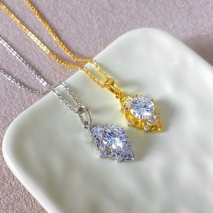 FOXI JEWELRY Women's Gold Plated Cubic Zirconia Pendant Necklace Classic Snake <b>Chain</b> Everyday Wear Jewelry - Product Image 2