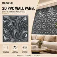 Panneau mural 3D en PVC MORLENX, aspect pierre, motif géométrique en cristal de charbon, revêtement décoratif pour intérieurs de salles d'exposition et de salons