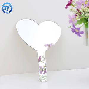 Heart Shaped Acrylic Handheld Portable Shatterproof Makeup <b>Mirror</b> with Handle Decorative Eco-Friendly - Product Image 1