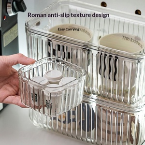 Boîtes <span class=keywords><strong>de</strong></span> rangement en plastique transparentes à rayures verticales, moulées par injection, <span class=keywords><strong>de</strong></span> plusieurs tailles, combinables librement, empilables, faciles à nettoyer, pour bureau - Product Image 4