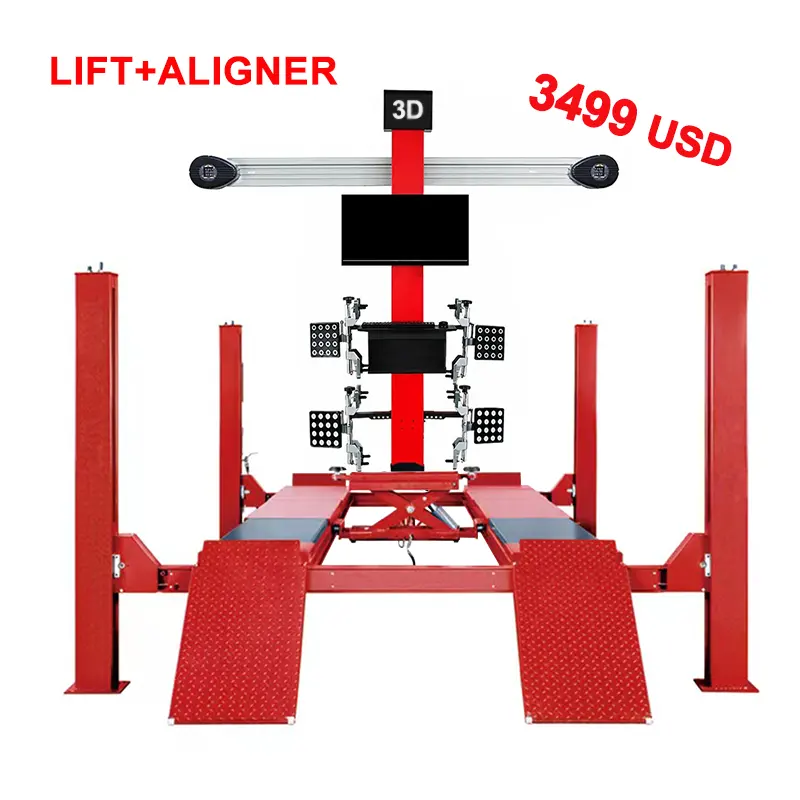 Machine d'alignement à quatre roues 3D et combo de levage de voiture à 4 poteaux aligneur de pneus