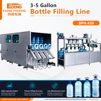 Ligne de remplissage d'eau en gallon à haute efficacité 450BPH, compatible avec les barils de 18,9 L et 20 L, pour usine d'eau minérale, solution clé en main