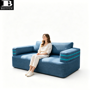 Canapé gonflable imperméable bleu denim avec pompe à air auto-gonflante pour l'extérieur, la plage, les stations balnéaires, le camping et l'intérieur - Product Image 6