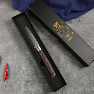 Эргономичный кухонный нож-овощечистка в стиле Дамаск, лезвие из нержавеющей стали 3,5 дюйма, деревянная ручка, универсальный, экологичный, подарочная упаковка - Product Image 1