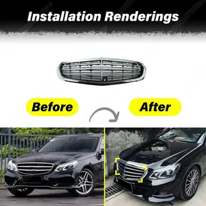 สำหรับรถยนต์ E-Class W212 ปี 2014 2015 รุ่น E200 E260 E280 E300 E350 อุปกรณ์ตกแต่งกระจังหน้าช่องดักอากาศฝากระโปรงหน้า - Product Image 2