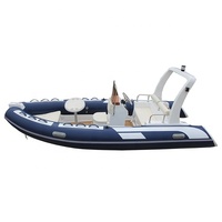 Bateau pneumatique à coque en fibre de verre Deep V double RIB480 de 6 places avec console de luxe et barre de protection