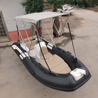 Bateau pneumatique à rames en fibre de verre HUIXIN RIB390C certifié CE, 12,8 pieds/3,9 m, coque en V profond, Hypalon PVC, moteur hors-bord, 5 personnes