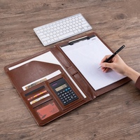 Dossier de conférence à presse-papier A4, dossier de portefeuille en cuir de papeterie de bureau avec Logo personnalisé, Padfolio rouge noir marron bleu