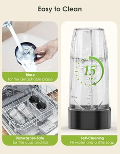เครื่องปั่นน้ำผลไม้ไฟฟ้าแบบพกพา เครื่องปั่นสมูทตี้สำหรับเดินทาง ครัวเรือน จัดส่งในสหรัฐอเมริกา - Product Image 5