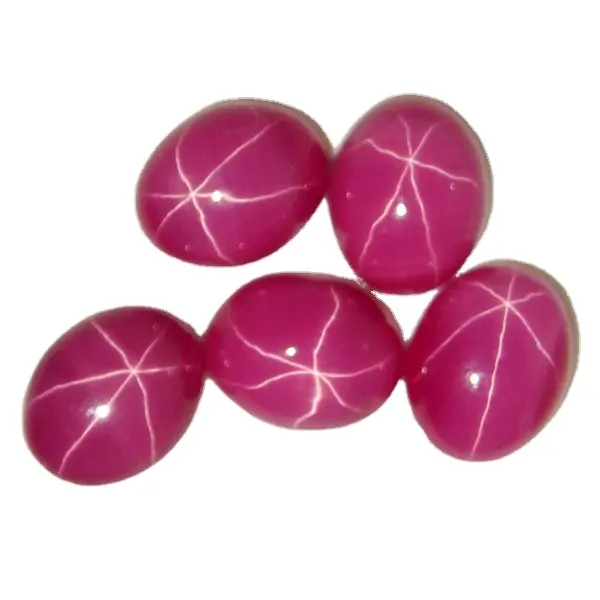 Chất Lượng Cao 6 Tia Hình Bầu Dục Cabochon Sao Tổng Hợp Ruby Và Blue Star Sapphire Đá