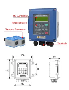 TM-1 TUF-2000B dipasang dinding ultrasonik Flow Meter ukuran pipa DN50 ~ 700MM Flowmeter ultrasonik