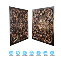 Carrelage de plafond Faux Tin 3D Panneau mural en relief Imperméable Artistique Traditionnel Cuivre PL30 pour Café Carreaux de plafond suspendu