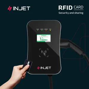 Tipe 2 7kW kartu RFID NFC Smart AC EV stasiun pengisian daya komersial stasiun pengisi daya dengan 4 indikator LCD dan pembaca kartu