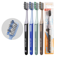 Brosse à dents pour adultes de haute qualité, à poils, avec design ondulé en spirale sur support en carton indépendant, stock direct usine