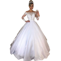 Style européen hors épaule col en V minceur robe de mariée dentelle bord jupe bouffante queue à la mode minceur
