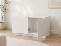 Meuble TV étroit et minimaliste pour salon, console multimédia pour petits espaces, armoire en contreplaqué mélaminé résistant à l'humidité